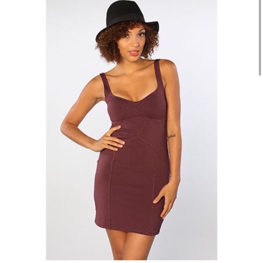 Intimately Free People Plum Berry Polka Dot Bodycon Dress, Women’s Size Small